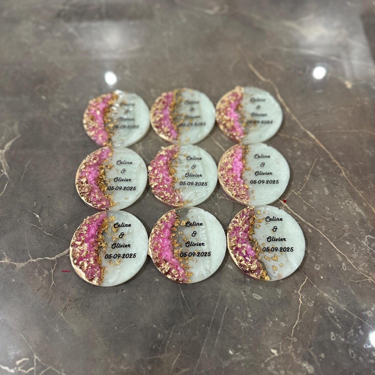 Wedding Package Gold - Suvenir Magnet Pernikahan yang Dipersonalisasi: Epoksi