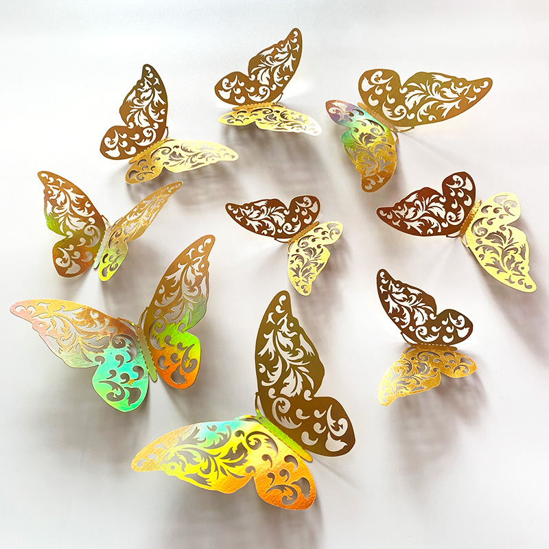 Wedding Package Gold - 12 Buah Stiker Dinding Kupu-kupu Berongga