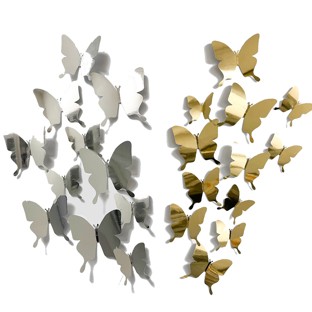 Wedding Package Gold - 12 Buah Stiker Dinding Kupu-kupu Reflektif