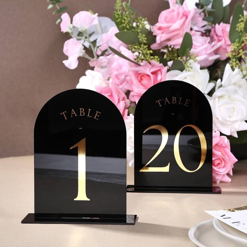 Table Number Gold - Kartu nomor meja akrilik Arched, hiasan