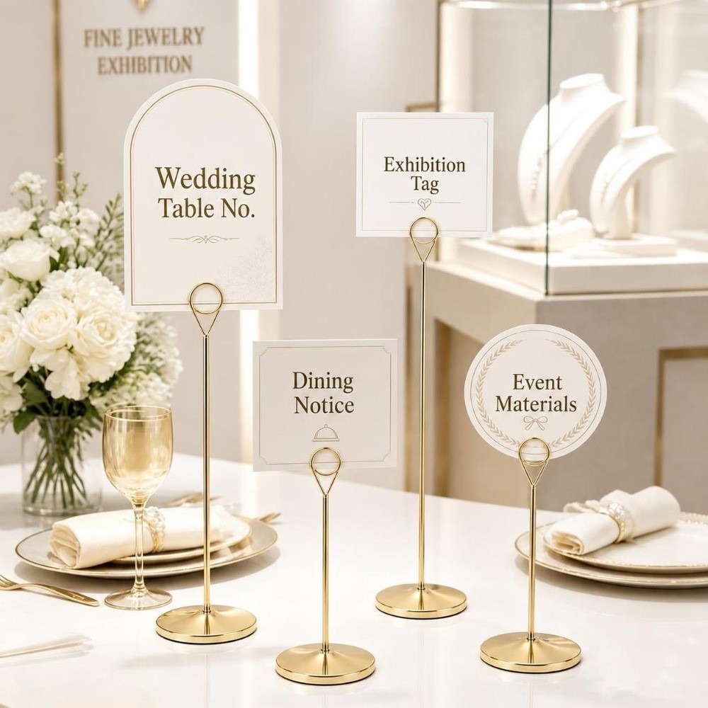 Table Number Gold - Penyangga Nomor Meja Logam Portabel, Alas