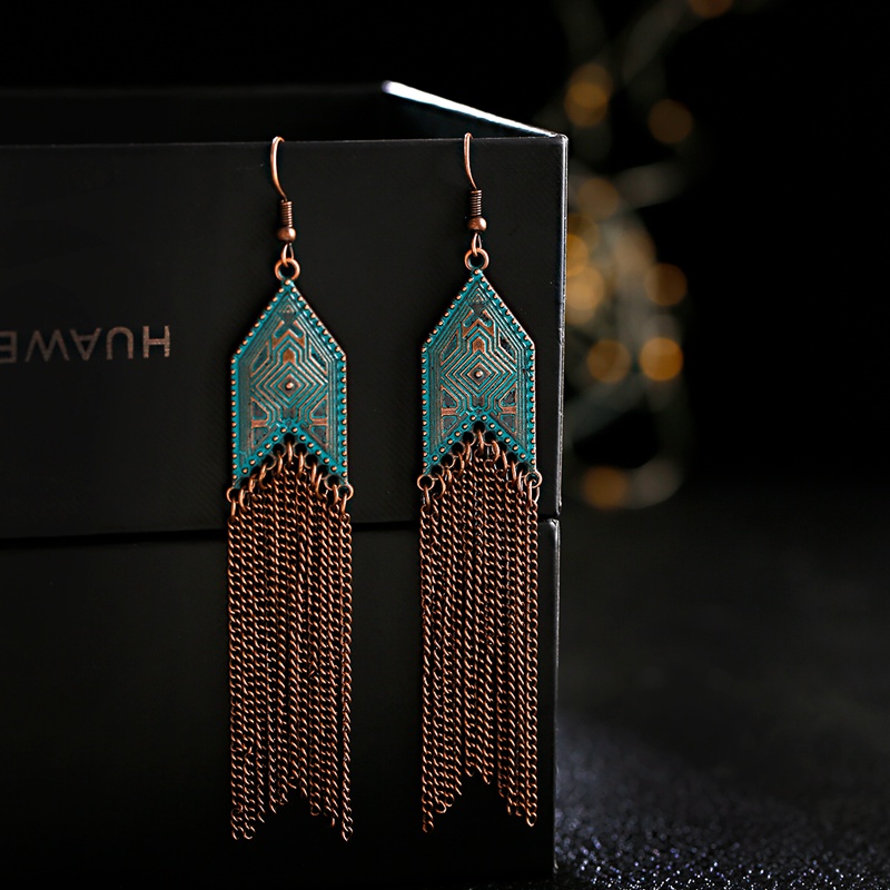 Indian Wedding Supply - Anting-anting Jhumka rantai panjang Retro Trible