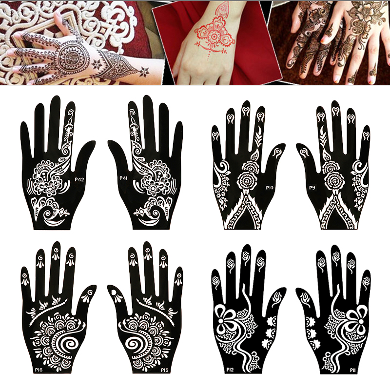 2 buah templat stensil tato He - Indian Wedding Supply ulasan dan harga