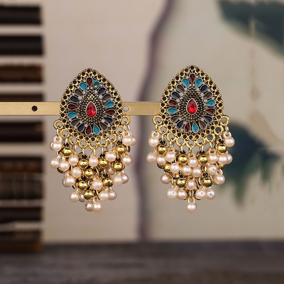 Perhiasan Retro India Anting-A - Indian Wedding Supply ulasan dan harga