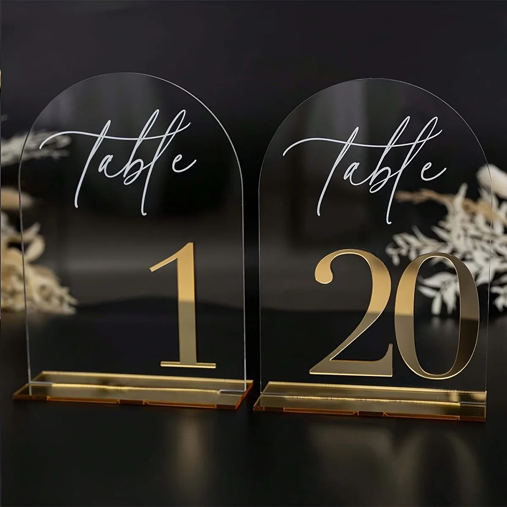 Nomor Meja Akrilik dan Emas Tr - Table Number Gold ulasan dan harga