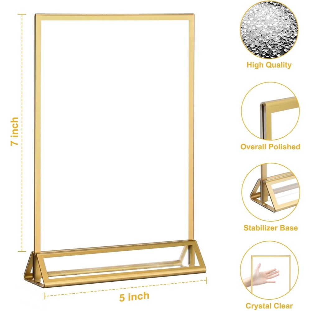 6 Paket Penyangga Kartu Akrili - Table Number Gold ulasan dan harga