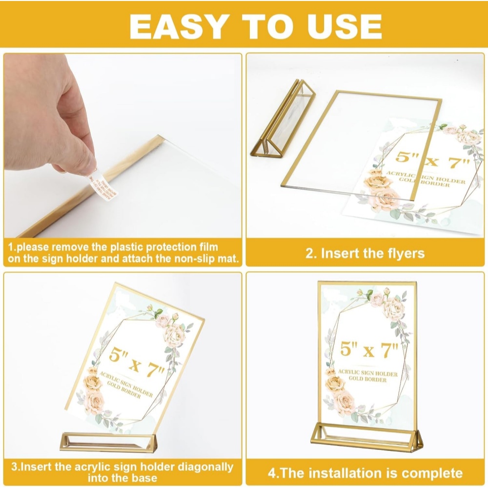 6 Paket Penyangga Kartu Akrili - Table Number Gold ulasan dan harga