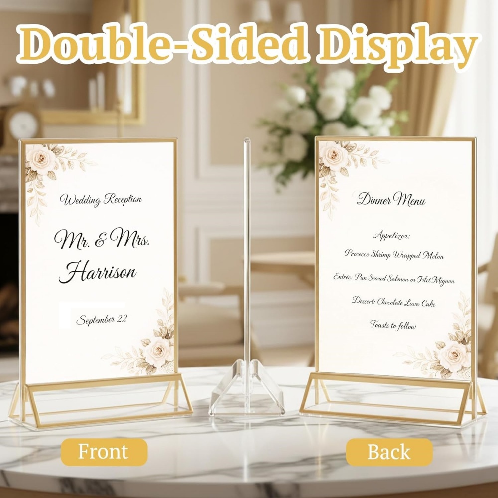 6 Paket Penyangga Kartu Akrili - Table Number Gold ulasan dan harga