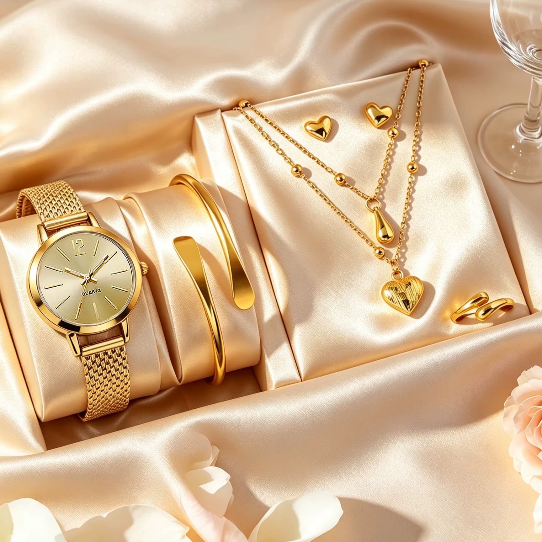 Set Perhiasan dan Jam Tangan E - Wedding Package Gold ulasan dan harga